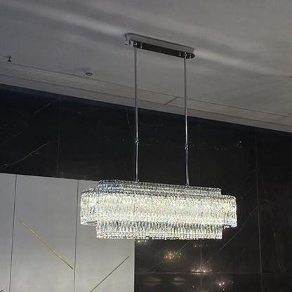 Stunning Modern Rectangle Ceiling Light Crystal Chandelier for Dining Table/Coffee Table/Living Room/Bedroom