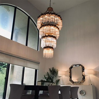 Large Elegant Multi-layers Glam Glass Chandelier for High-ceiling Staircase/Entryway/Living/meeting Room - Richardrider