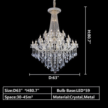 Extra Large French Candle Crystal Branch Chandelier for Foyer and Staircase - Richardrider