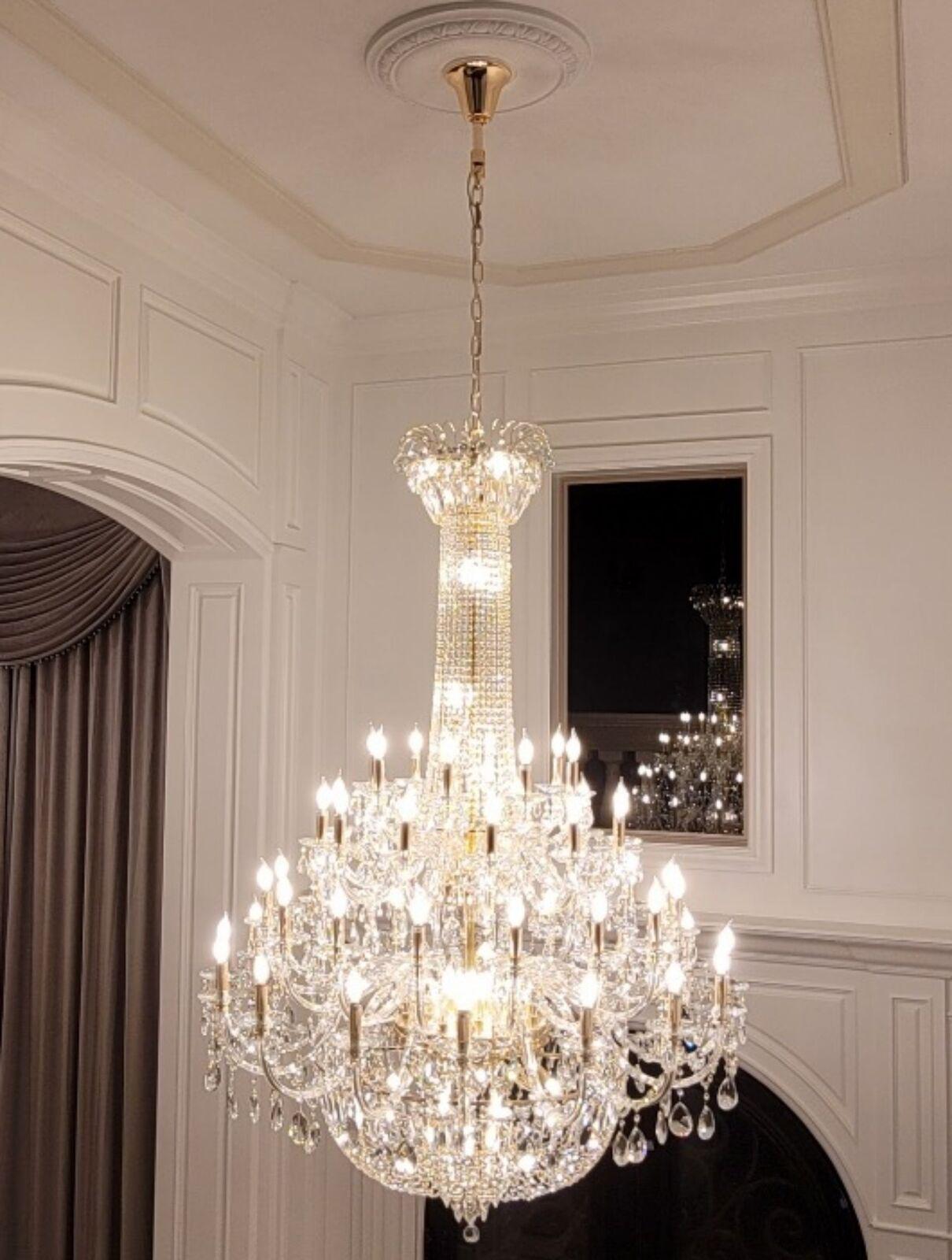 Extra Large European-style Multi-layers Candle Luxury Crystal Chandelier Gold Art Foyer/Staircase Decorative Light Fixture - Richardrider