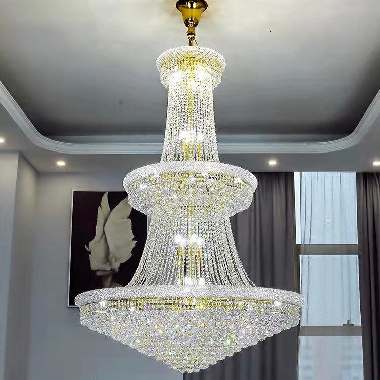 Luxury French Empire Chandelier for Villa Hall Ceiling Three-layers Crystal Light for Hotel Lobby - Richardrider