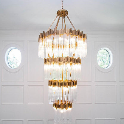 Large Elegant Multi-layers Glam Glass Chandelier for High-ceiling Staircase/Entryway/Living/meeting Room - Richardrider