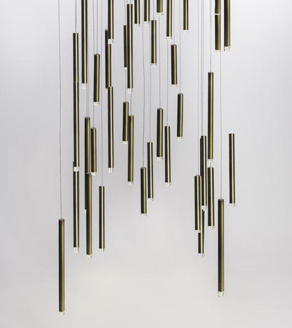 Bellini Square Tri-Tone Tubular Pendant Light Chandelier - Richardrider