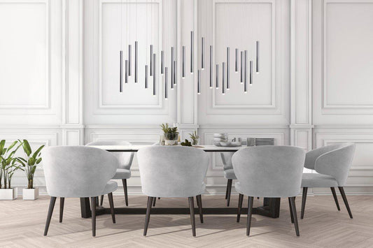 Bellini Rectangular Tri-Tone Tubular Pendant Light Chandelier - Richardrider