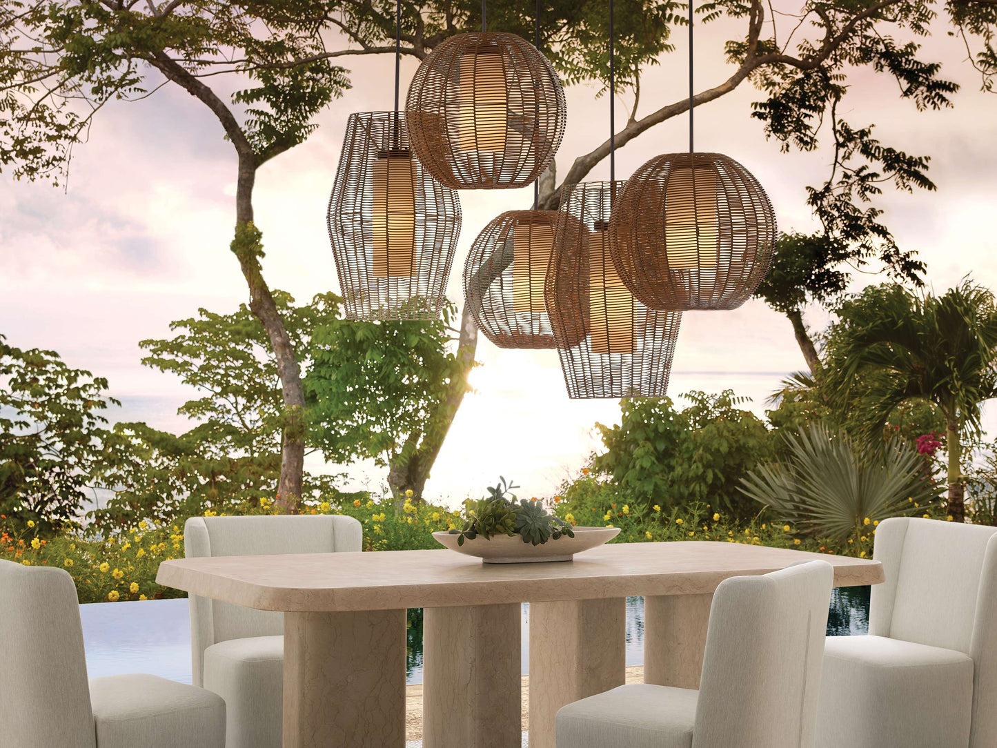 Cohen Globe Wicker Outdoor Pendant 20''D