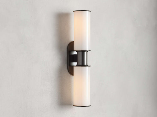 Harlin 2-Light Bronze Wall Sconce in Milk