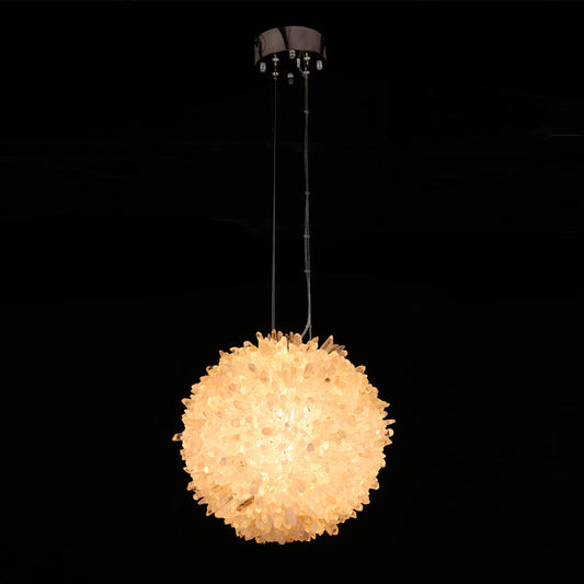 Cervine Clear Geode Quartz Crystal Ball Pendant Light 9" 12" 16" 20" - Richardrider