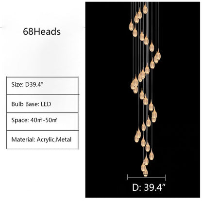 Post-Modern Extra Large Duplex Revolving Staircase Pendant Decoration Chandelier