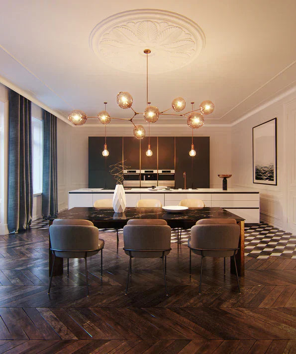 Modern Sputnik Smoky Gray/Amber Glass Branch Chandelier for Kitchen Island/Dining Room - Richardrider