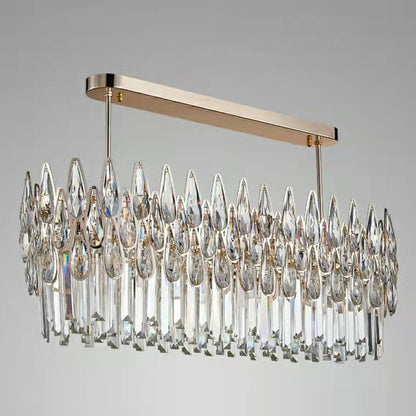 Modern Round/Rectangular Raindrop Crystal Chandelier for Low-ceiling