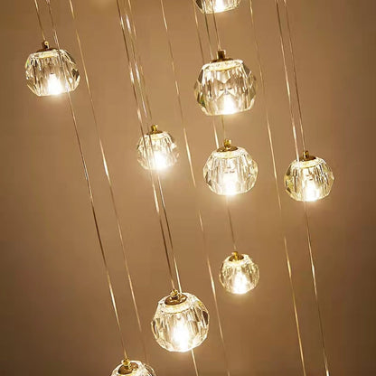 Sputnik K9 Crystal Chandelier Entryway Pure Copper Ceiling Light Foyer Hall Brass Lighting Fixture