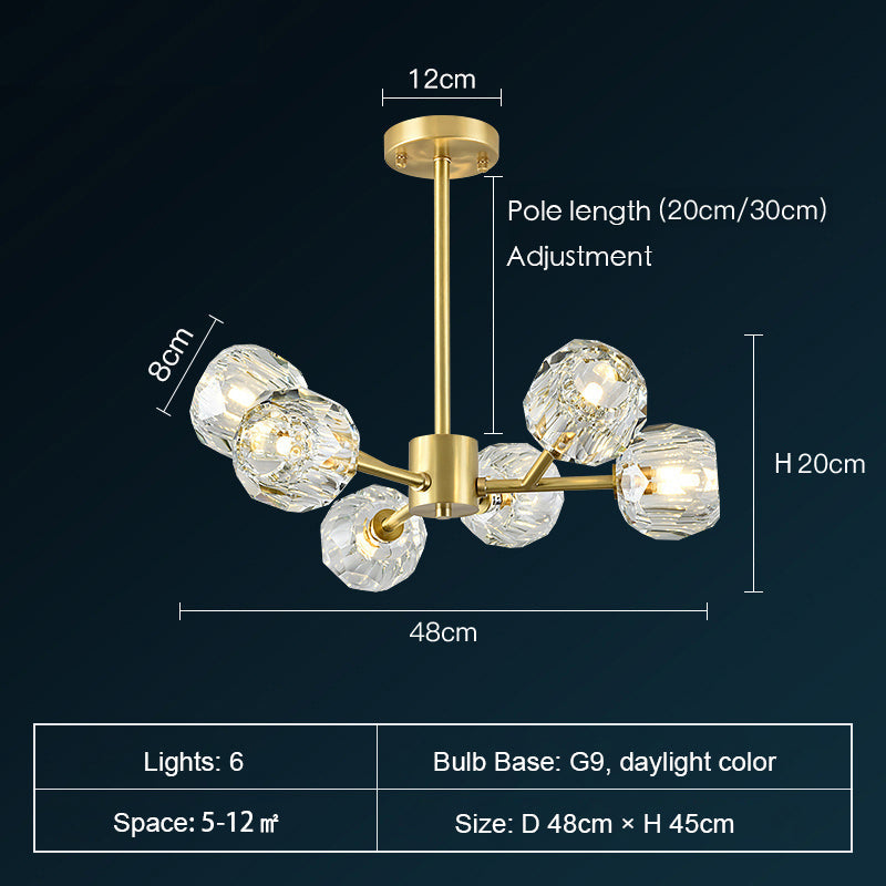 Brass Sputnik Chandelier With K9 Crystals Modern Ceiling Light Fixture