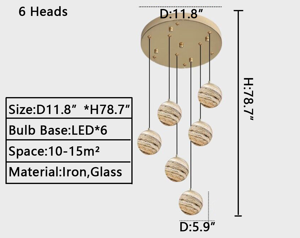 Nordic Planet Creative Long Ball Pendant Chandelier Staircase Foyer - Richardrider