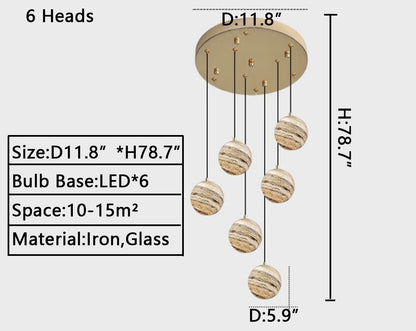 Nordic Planet Creative Long Ball Pendant Chandelier Staircase Foyer - Richardrider