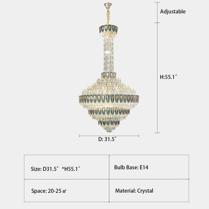 Extra Large Multi-tiered Empire Crystal Chandelier for Big Hallway/Foyer/Staircase - Richardrider