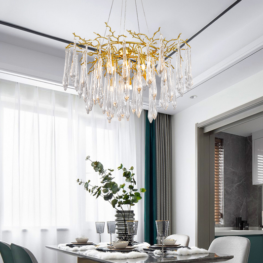 Iris Raindrop Round Branch Crystal Chandelier - Richardrider
