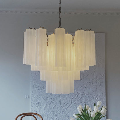 Murano Glass Matte White Chandelier – 36 Tubes