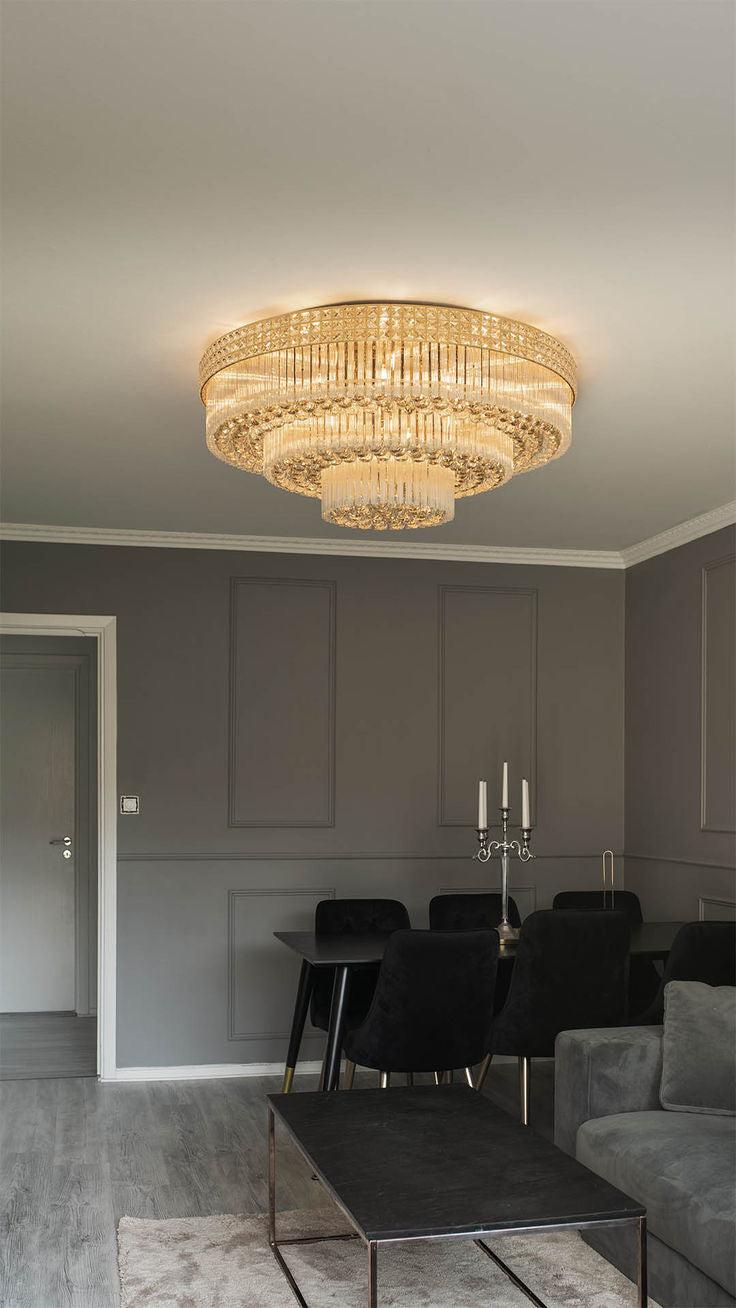 Extra Large Three Layers Round Luxury Flush Mounted Crystal Chandelier for Living Room - Richardrider
