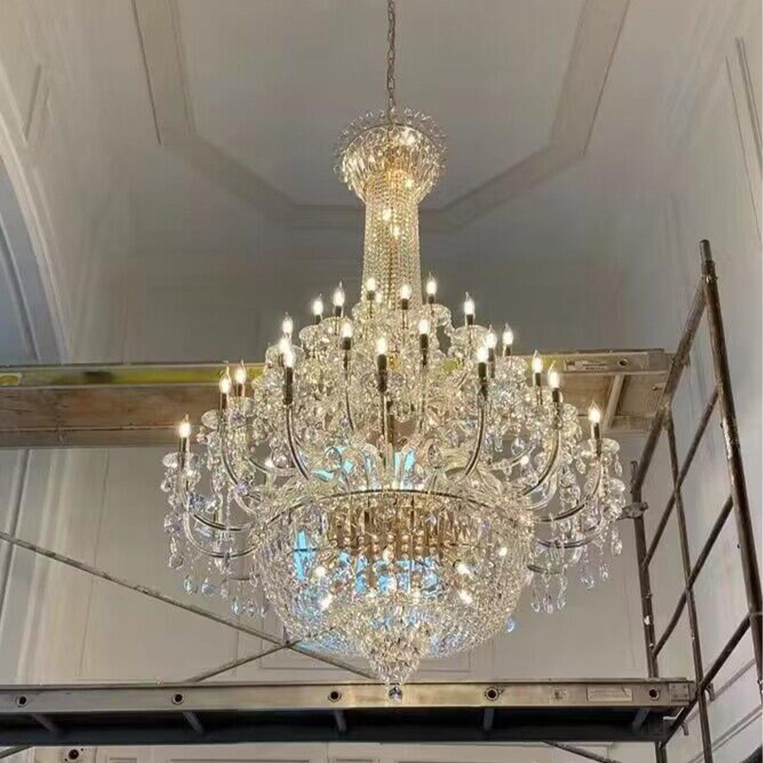 Extra Large European-style Multi-layers Candle Luxury Crystal Chandelier Gold Art Foyer/Staircase Decorative Light Fixture - Richardrider