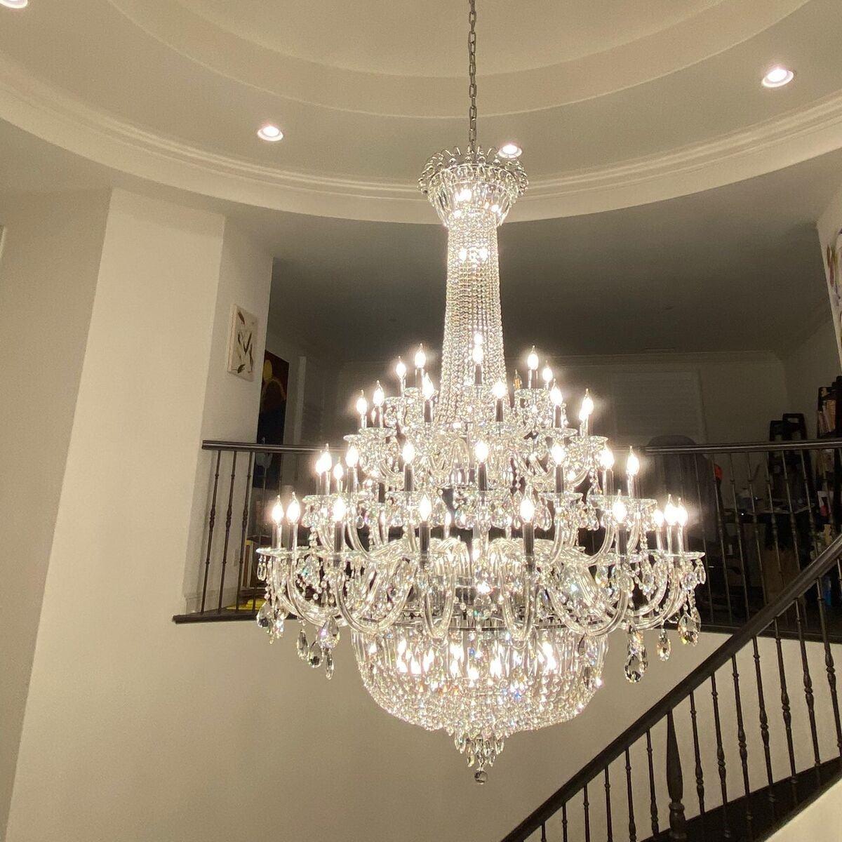 Extra Large European-style Multi-layers Candle Luxury Crystal Chandelier Gold Art Foyer/Staircase Decorative Light Fixture - Richardrider
