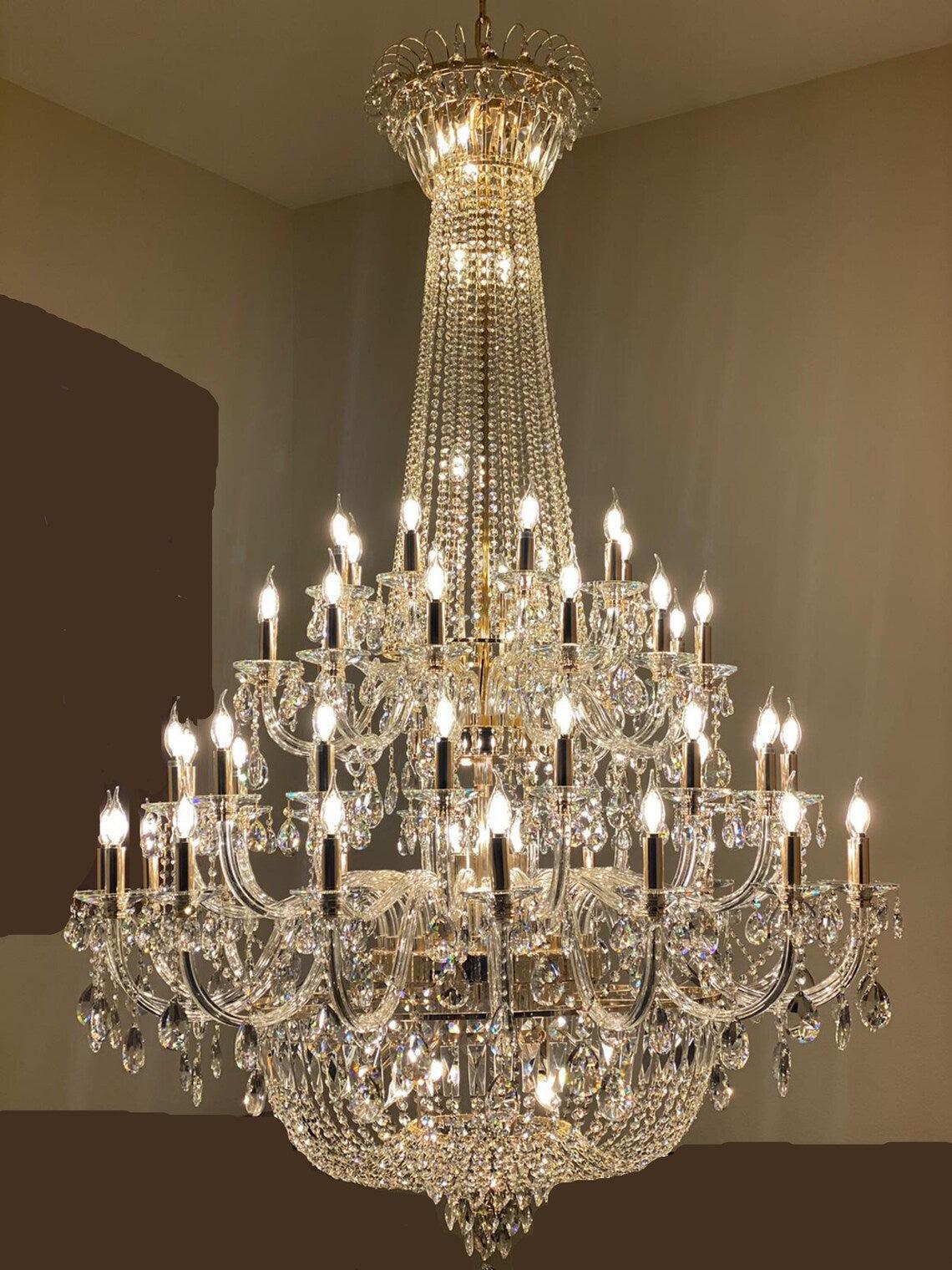 Extra Large European-style Multi-layers Candle Luxury Crystal Chandelier Gold Art Foyer/Staircase Decorative Light Fixture - Richardrider