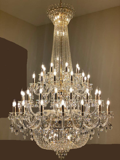 Extra Large European-style Multi-layers Candle Luxury Crystal Chandelier Gold Art Foyer/Staircase Decorative Light Fixture - Richardrider