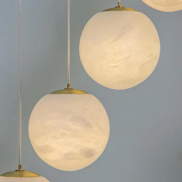 Alabaster Brass Modern Globe Spiral Chandelier - Richardrider
