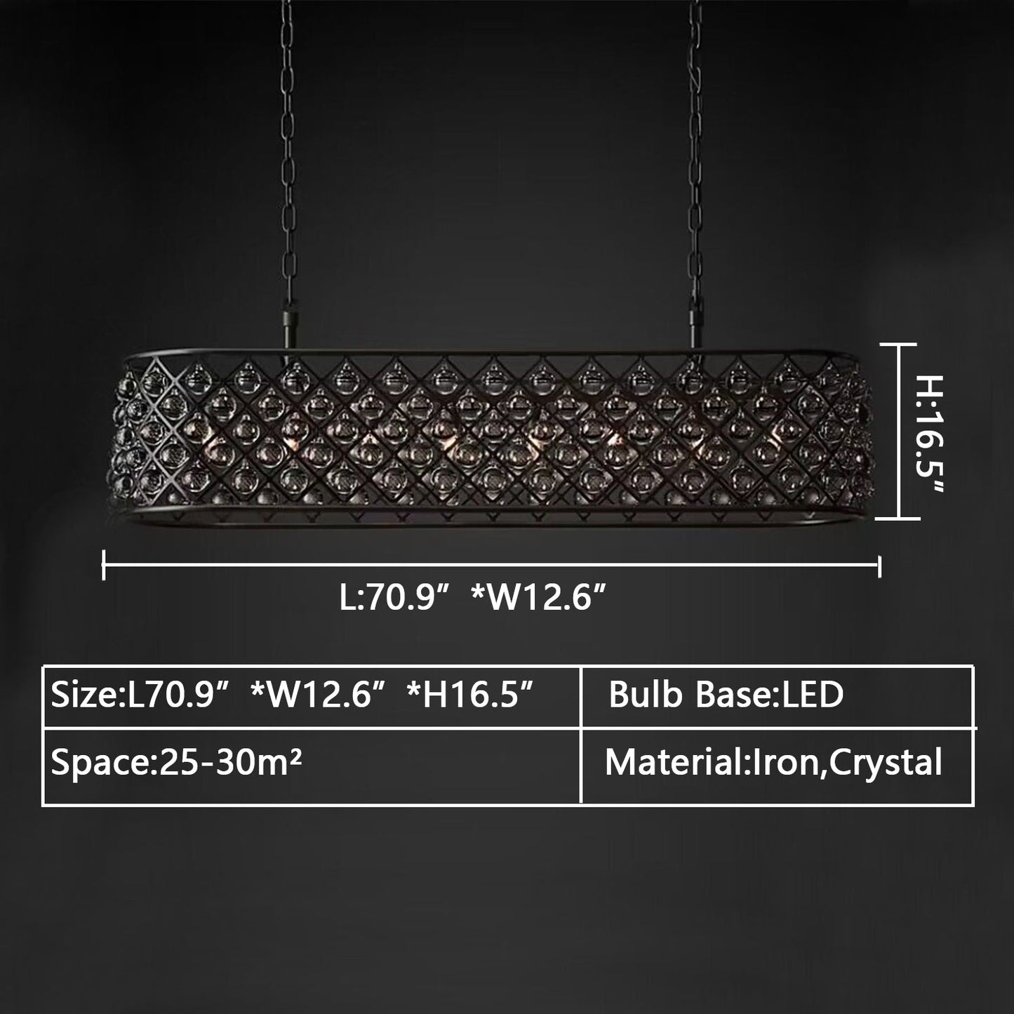 Post-modern Raindrop Crystal Chandelier Rectangle/Round Light Fixture for Living Room/Dining Table