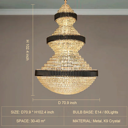 Modern Black Iron Crystal Chandelier For Foyer Staircase Luxurious Design Ceiling Light Fixture - Richardrider