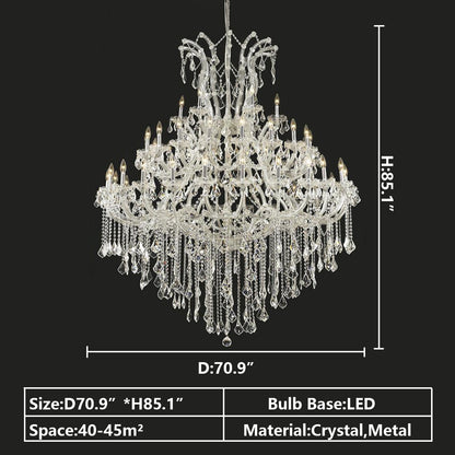 Oversized European Chrome Classic Candle Branch Crystal Chandelier for 2-Story/Duplex Buildings - Richardrider
