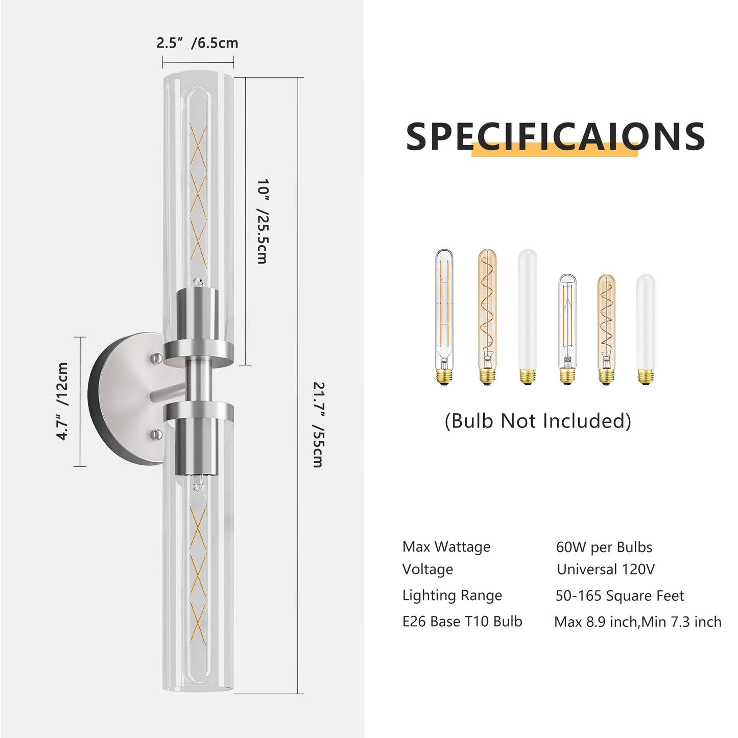 Wall Sconces Set Of Two, Hardwired Brushed Nickel Bathroom Sconces Wall Lighting With Clear Glass, Modern Sconces Wall Decor Set Of 2 Wall Light Fixtures For Mirror Hallway  Bulbs Not Included