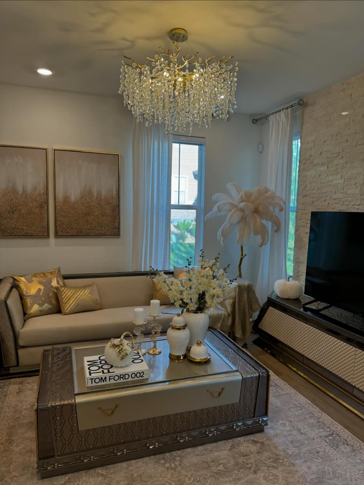 Modern Round/Rectangular Floral Crystal Chandelier for Low-ceiling - Richardrider