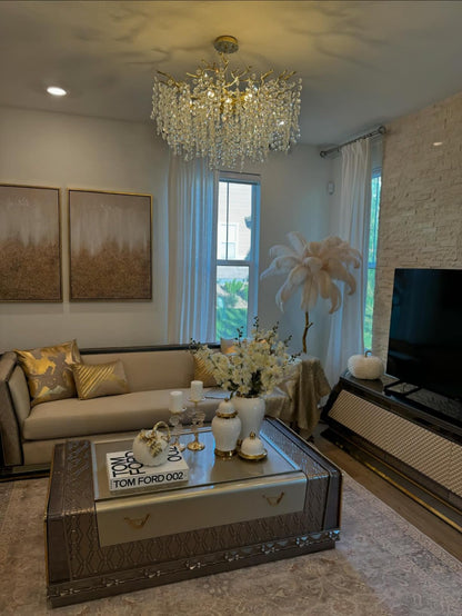 Modern Round/Rectangular Floral Crystal Chandelier for Low-ceiling - Richardrider