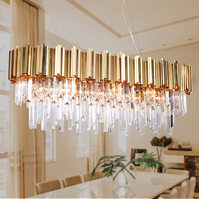 Light Luxury Large Round/Oval Multi-tiered Crystal Chandelier for Living Room/Dining Area/Staircase