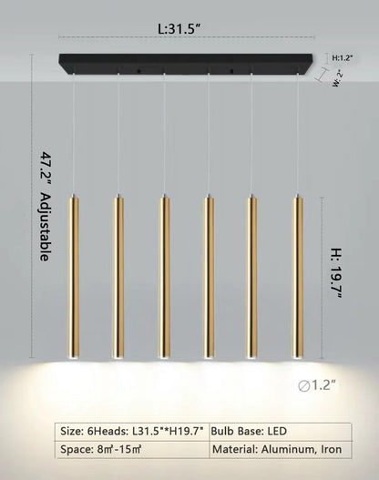 Scandinavian Gold Long Linear Chandelier Dining Pendant for Bar / Kitchen Island / Dining Room