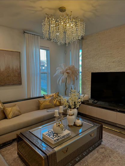 Modern Round/Rectangular Floral Crystal Chandelier for Low-ceiling - Richardrider