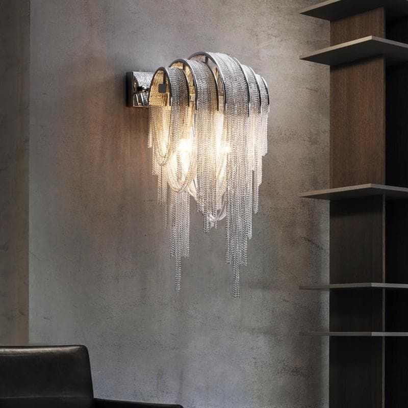 Alisa Luxury Plated Aluminum Chain Tassel Wall Sconce - Richardrider