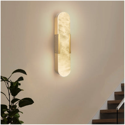 19.7in Natural Marble Wall Sconce, Gold Sconces Set Of Two, Indoor Modern Bathroom Sconces Wall Lighting For Living Room, Bedroom, Hallway, Stairs