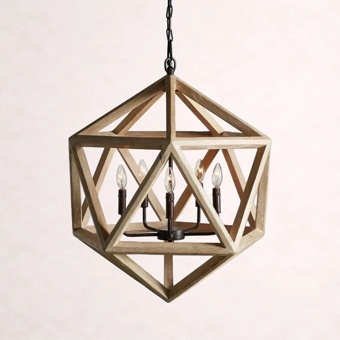 Wooden Geode Chandelier in Natural
