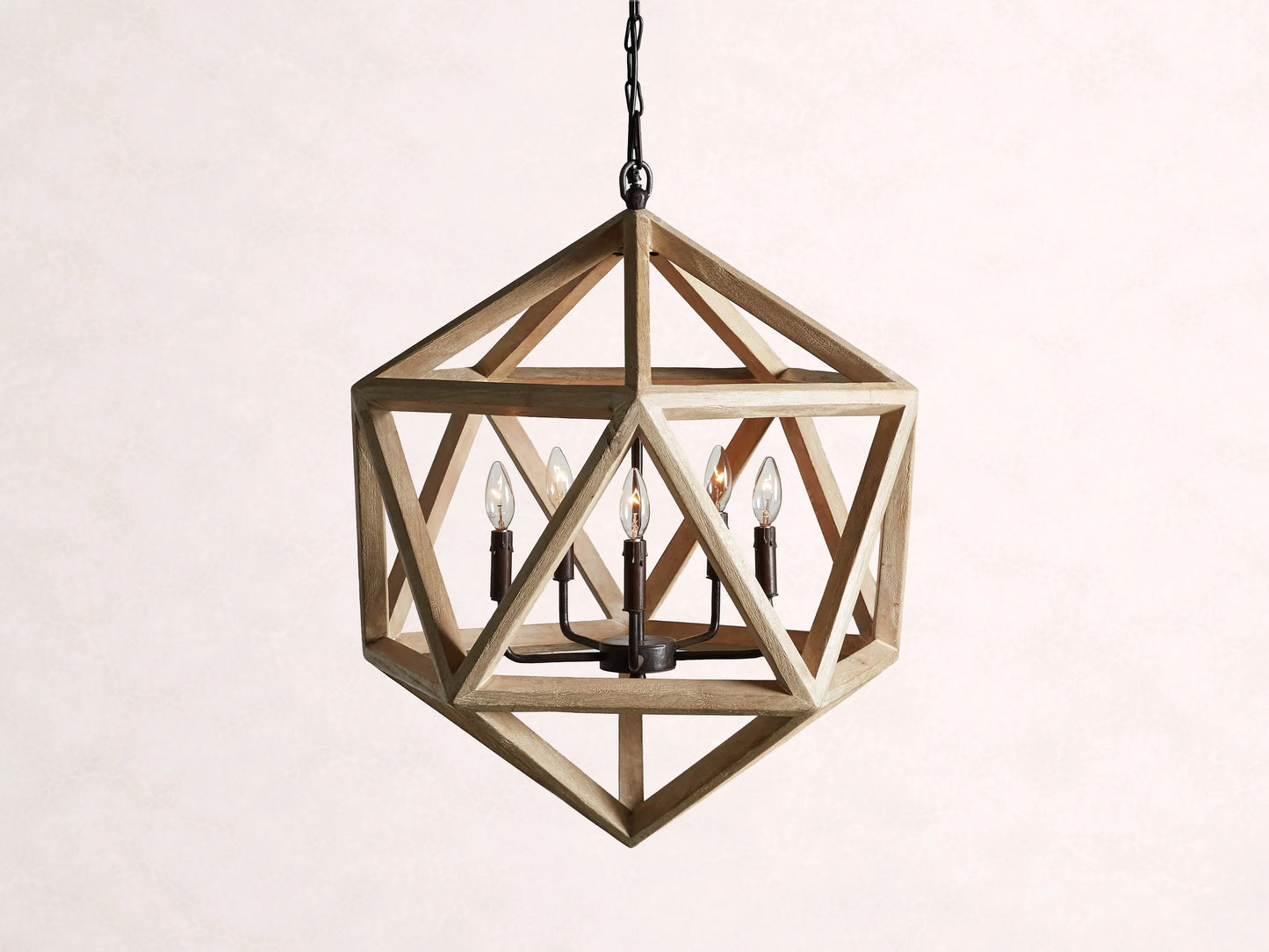 Wooden Geode Chandelier in Natural