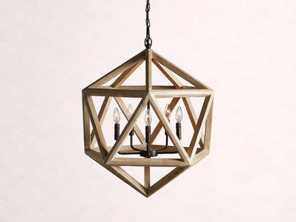 Wooden Geode Chandelier in Natural