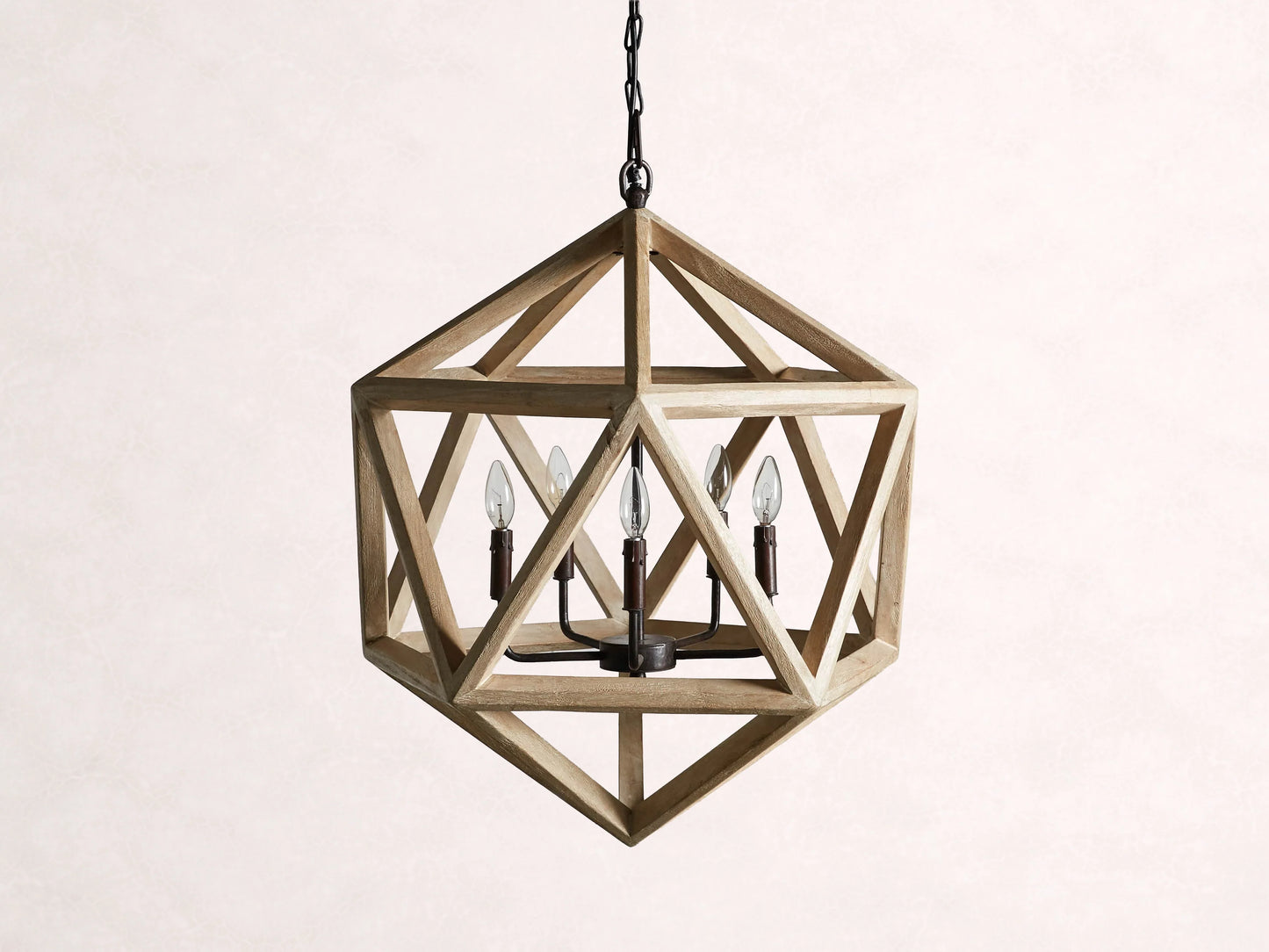 Wooden Geode Chandelier in Natural