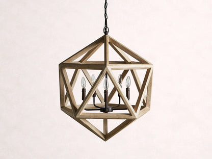 Wooden Geode Chandelier in Natural