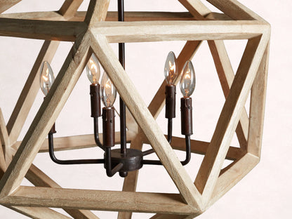 Wooden Geode Chandelier in Natural