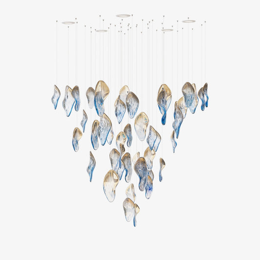 Galaxy Ocean Drift Blown Glass Crystal Spiral Chandelier