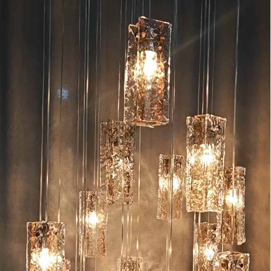 Art Design 1/25/60/84-Light Colorful Rectangle Cluster Glass Tile Pendant/Chandelier - Richardrider