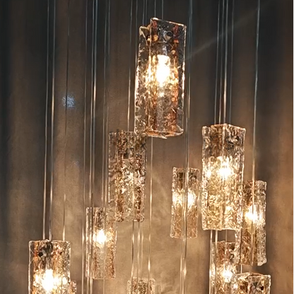 Art Design 1/25/60/84-Light Colorful Rectangle Cluster Glass Tile Pendant/Chandelier - Richardrider