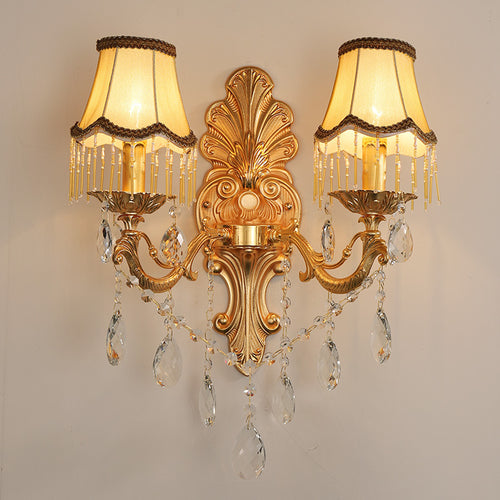 Living Room Golden Crystal Wall Sconces Villa Hotel Hallway Corridor Decorative Wall Lights