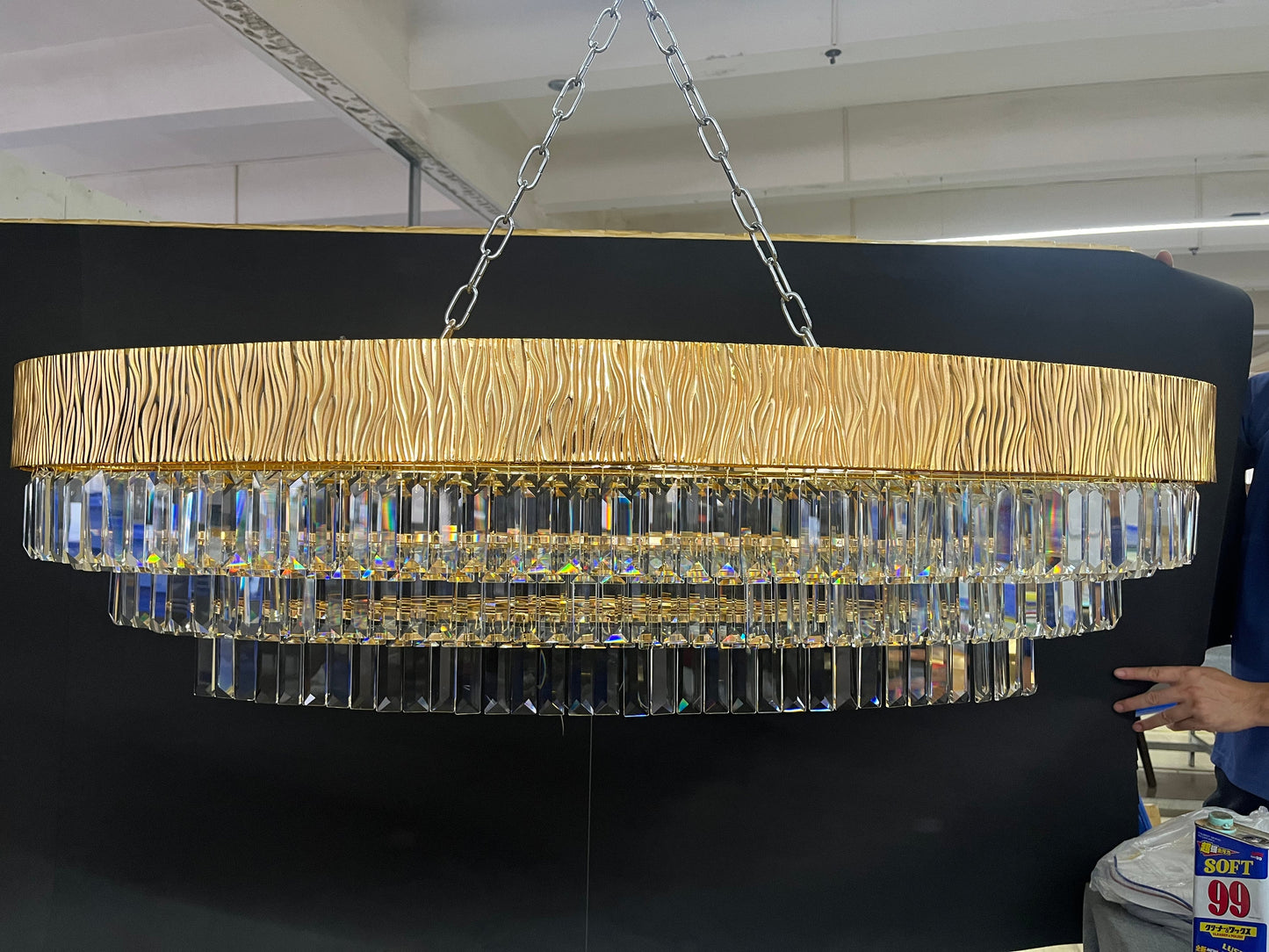 New Modern Gold Round/Oval Light Luxury Ceiling Crystal Chandelier Set for Living Room/Dining Room