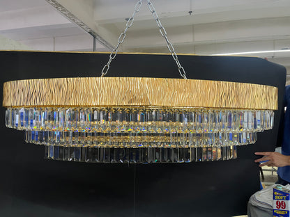 New Modern Gold Round/Oval Light Luxury Ceiling Crystal Chandelier Set for Living Room/Dining Room